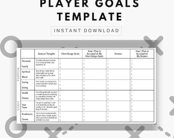 Modello di definizione degli obiettivi del giocatore - Planner degli obiettivi "The Winners Manual" di Jim Tressel - Modulo di definizione degli obiettivi di coaching - Modello di pianificazione degli obiettivi sportivi