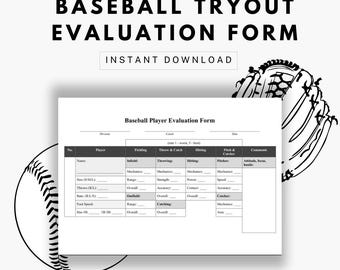 Modello di valutazione del provino di baseball - Piano di pratica dell'allenatore di baseball - Modello di valutazione del giocatore - Elementi essenziali dell'allenamento