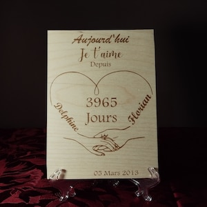 Carte A5 en Contreplaqué avec Gravure Laser cadeau saint Valentin, anniversaire mariage, couple - Un Cadeau d'Amour Unique