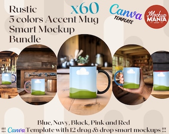 Rustic Mug Mockup Bundle: Canva Template with Smart Mockups (Digital Download)