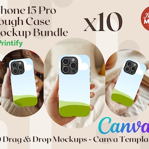 IPhone 15 Pro Case Mockup Iphone Hülle Mockup Tough Case Mockup Canva smart mockup Print heraus ziehen und ablegen Mockup Canva Vorlage