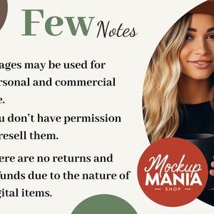 May include: A white text graphic on a green background with the text "Few Notes" in a large green font. The text below reads "Images may be used for personal and commercial use. You don't have permission to resell them. There are no returns and refunds due to the nature of digital items."