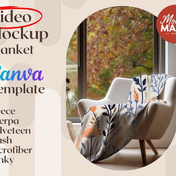 Blanket Video Mockup Fleece Sherpa Velveteen Plush Microfiber Minky Blanket Canva Overlay Drag and Drop Mockups winter blanket canva overlay