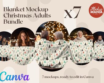 Noël adultes couverture maquette Bundle polaire Sherpa velours peluche microfibre Minky couverture Canva superposition glisser-déposer couverture de noël