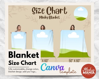 Blanket Mockup Size Chart Minky Blanket Canva Template Drag and Drop Mockups blanket canva overlay Blanket Size Chart Minky Size Chart