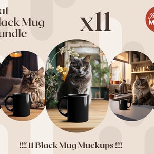 Cat Black Mug Mockup Bundle 11 MockUps Black Coffee Mug Mockup Photo Coffee Cup black cat mug mockup cats mockup mug cat mockup cat mockup