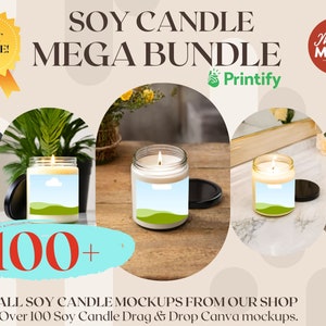 Soy Candle Mockup Mega Bundle: Canva Template (Digital Download)