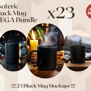 Esoteric Black Mug Mockup Bundle 23 MockUps Witchy Black Coffee Mug Mockup yoga black mug mockup meditation mockup celestial mockup occult