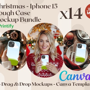 Weihnachten IPhone 15 Case Mockup Mockup Tough Case Mockup Canva Smart Mockup Printstifte Tough Case ziehen und ablegen Mockup Vorlage