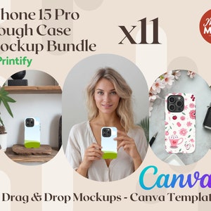 IPhone 15 Pro Case Mockup Iphone Hülle Mockup Tough Case Mockup Canva smart mockup Print heraus ziehen und ablegen Mockup Canva Vorlage