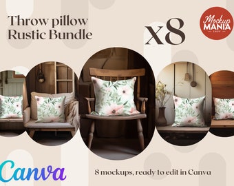 Pillow Mockup Bundle Rustic Fall Autumn Country Cottage Farmhouse Kitchen Cottagecore Cabin Style Aesthetic Throw Pillow Cushion Mock Up