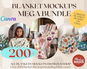 Blanket Mockup Mega Bundle whole shop mockup bundle Fleece Sherpa Velveteen Plush Microfiber Minky  200+ size chart video mockup