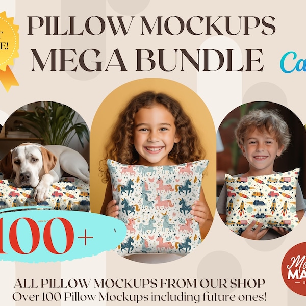 Pillow Mockup Mega Bundle whole shop mockup bundle throw pillow, cushion  100+ mockups photoshop mockup canva mockup smart object mockup