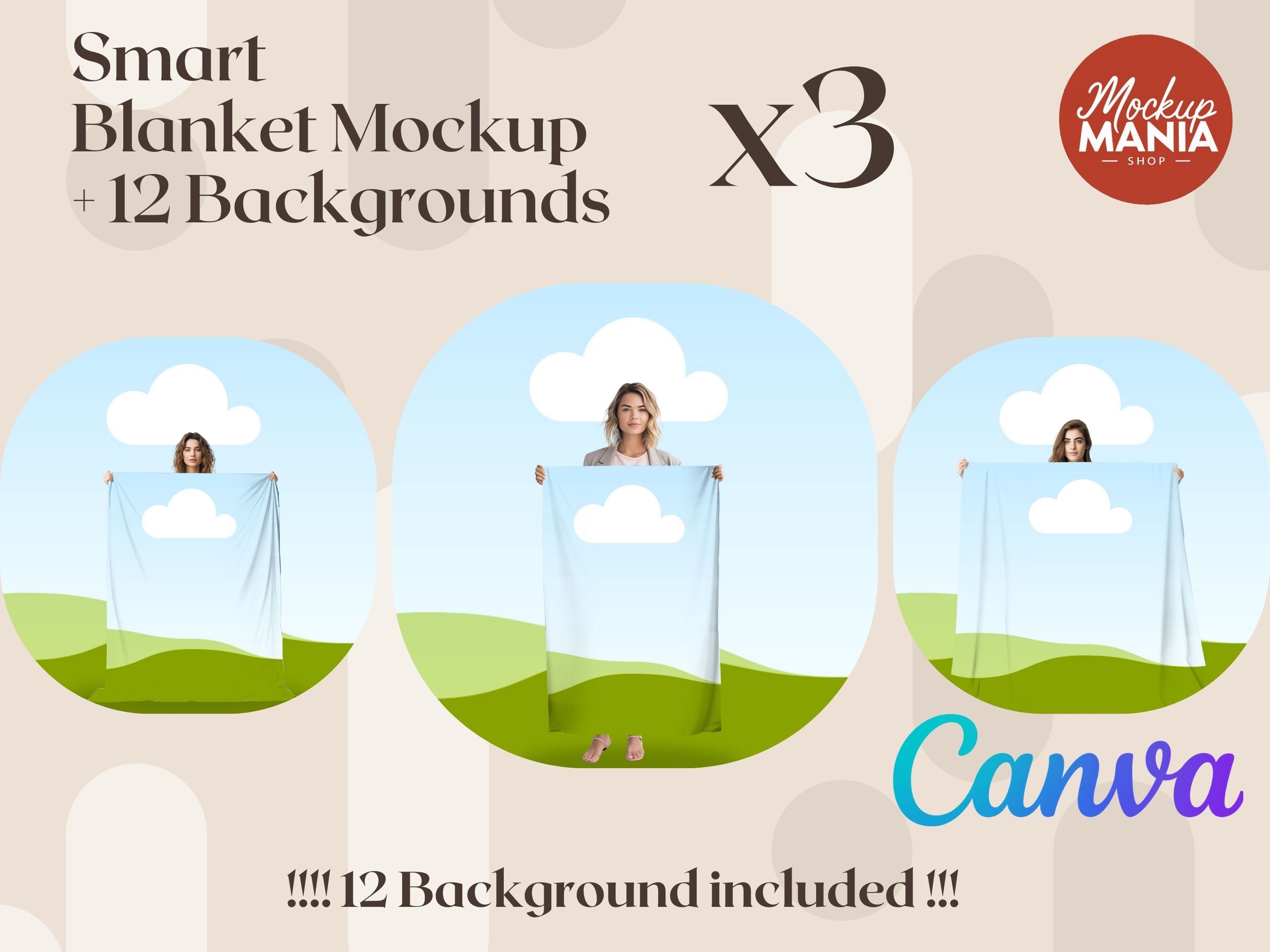 Smart Blanket Mockup Bundle Change Background  blanket mockup Fleece Sherpa Velveteen Plush Microfiber Minky Blanket Drag and Drop