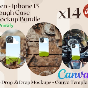 Men IPhone 15 Case mockup Iphone 15 Mockup Tough Case Mockup Canva smart mockup Printify Tough Case drag and drop mockup phone case template