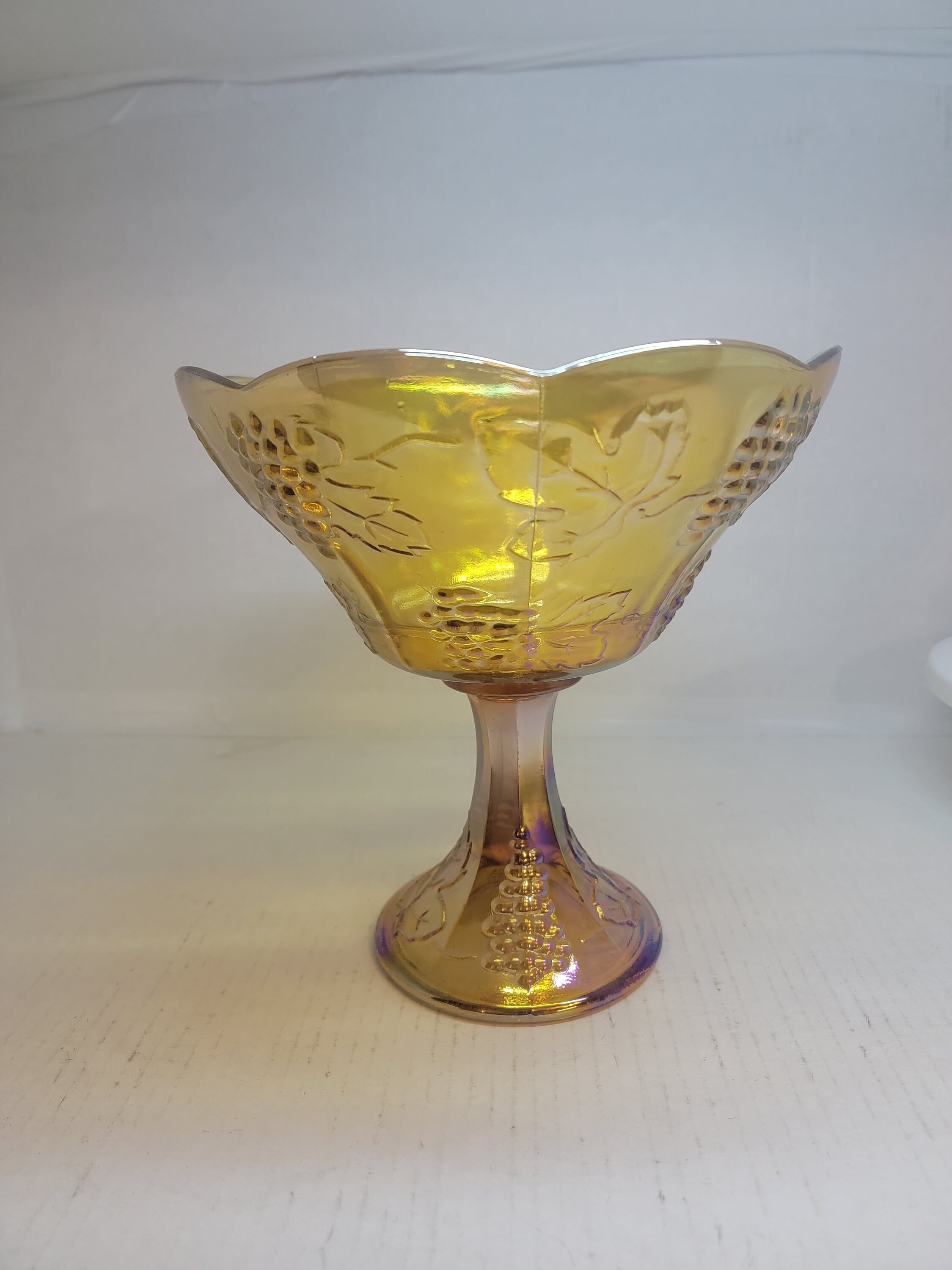 Vintage Carnival Glass Amber Fruit Bowl Etsy