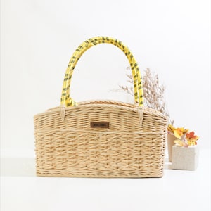 Rectangle Rattan Basket With Handle, Rectangular Basket, Decorative Basket, Handwoven Basket, Wicker Storage Basket, Basket Eco-Friendly