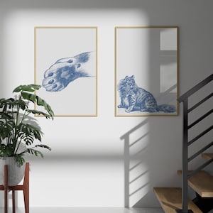 Cat Paw Vintage Print Set of 2 Printable Wall Art Cat Lover Gift Wall Decor Downloadable Prints Digital Download Instant Download