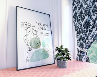 You Are Unique Poster Printable Wall Art for Bedroom or Living Room Decoration, Wall Art for Gift, Digital Download Instant Download