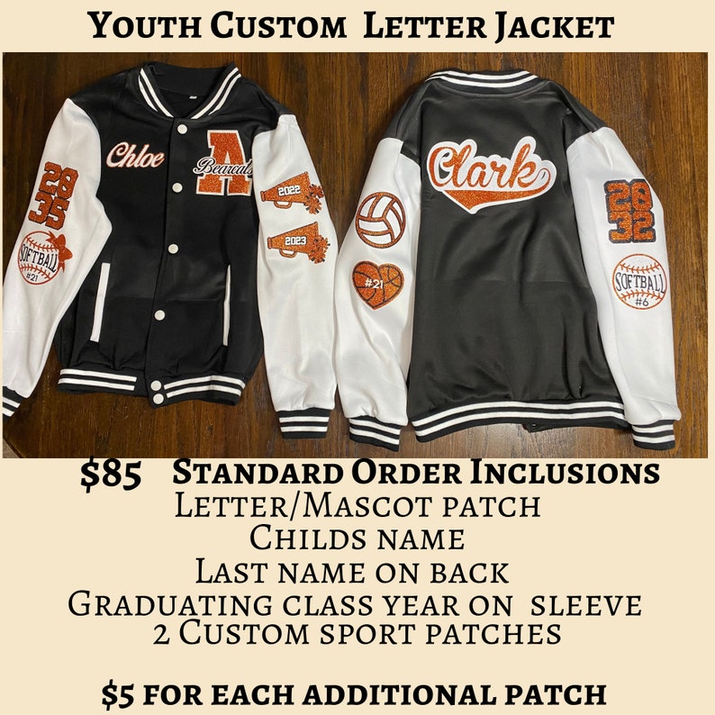 Custom Kids Softball Jacket Youth Letterman Jacket Kid Etsy