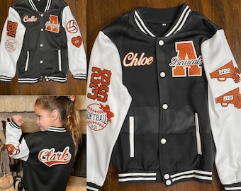 Custom Kids Varsity Jacket, Youth Letterman Jacket, Kid Custom sports Jacket, Customized Kid Coat, Personalized Baseball Jacket,Cheer Jacket