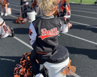 Custom Varsity Cheer Jacket, Youth Letterman Jacket, Kid Custom Cheer Squad Jacket, Customized Kid Sports, Personalized Bomber Jacket