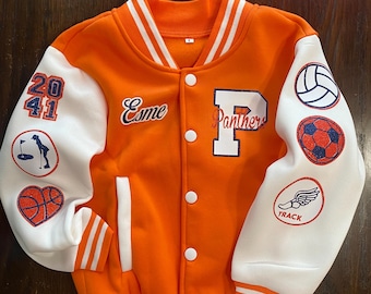 Custom Varsity Jacket, Youth Letterman Jacket, Kid Custom Cheer Squad Jacket, Customized Kid Sports, Personalized Bomber Jacket