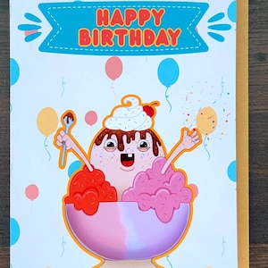 Fröhliche Eis Geburtstagskarte 13x18 Matt für Dessert Liebhaber, Freunde & Familienfeier