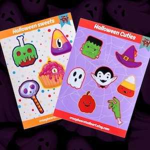 Halloween Sticker Sheet Bundle: Spooky Scrapbook & Journal Stickers