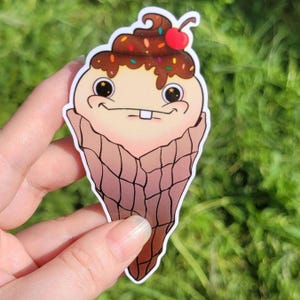 Adesivo cono gelato dolce: adorabile illustrazione di cibo per agende, laptop e album da disegno