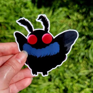 Schattige Mothman Cryptid-vinylsticker voor Halloween - spookachtig laptop- en plannerdecor - horror fan cadeau
