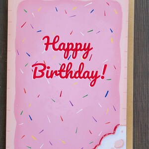 Tarjeta de felicitación de cumpleaños con temática de Pop-tart: papelería de celebración mate de 5 x 7 para amantes de la comida