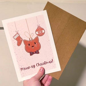 Cartão postal festivo de gato de gengibre com envelope - Papelaria de Natal 5x7 para amantes de felinos