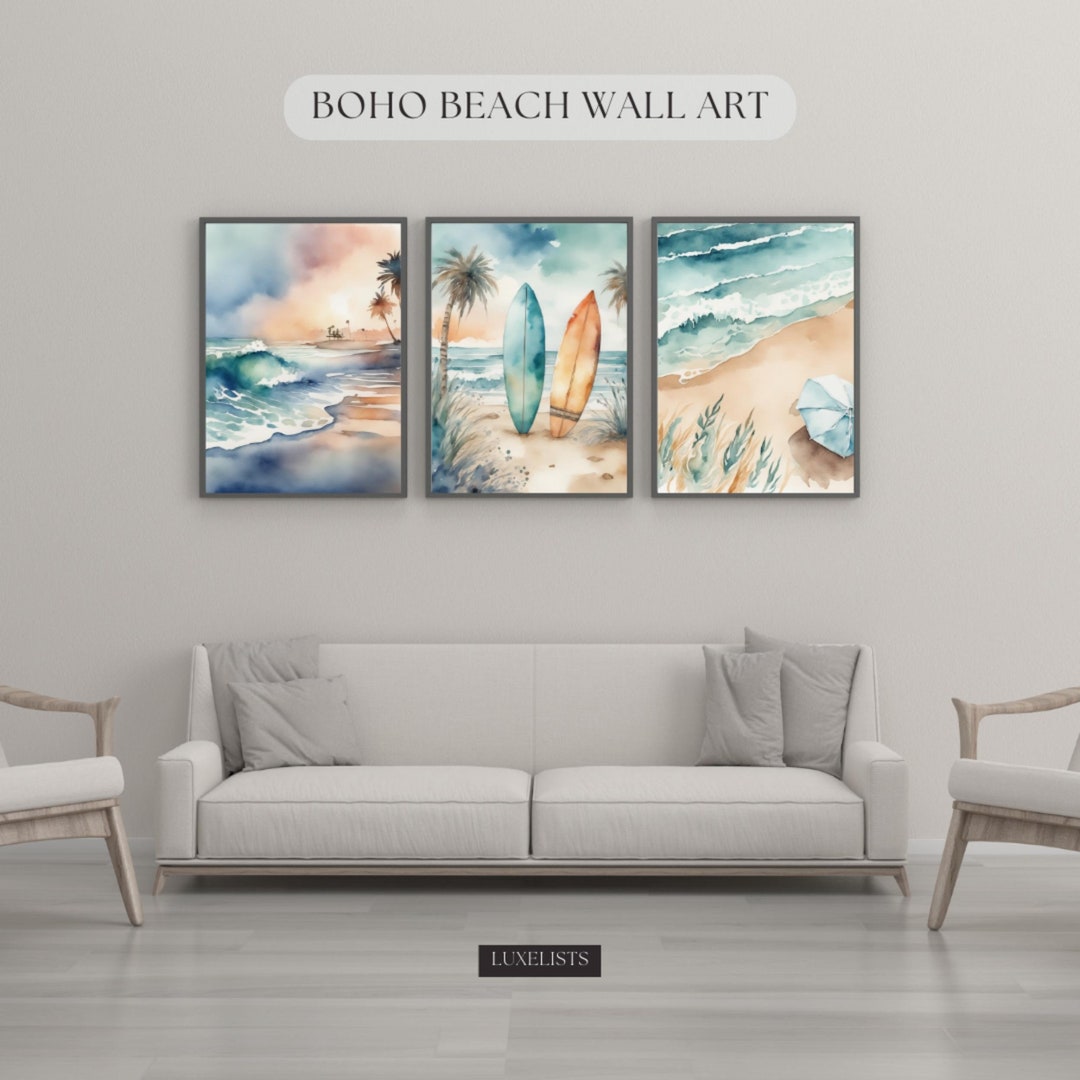 Boho Beach Ocean Wall Art Printable Print Set 3er Set Art - Etsy
