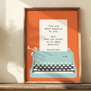 Typewriter Quote Print – Minimalist Motivational Wall Art, Vintage Aesthetic Typography Poster, Classic Philosophy Quote, printable poster