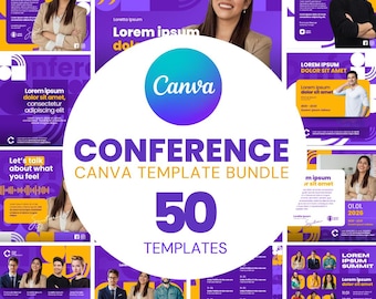 50 Customizable Canva Template BUNDLE | Social Media Designs for Facebook, Instagram post 1080x1080 | coference, Summit | Businesses
