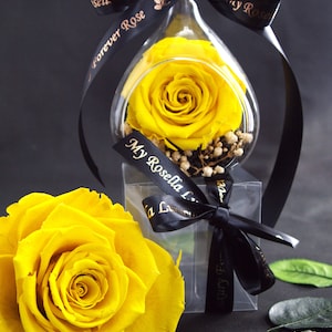 Rosella’s Tear Of Opulence Yellow eternity rose, Perfect Valentines gift, Anniversary gift, Birthday gift, Mothers day gift, memorable gift