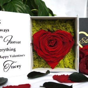 Personalized Jumbo Forever Rose, Rose Red Perfect for Valentine&#39;s Day Gift, Real Preserved Rose in Special Box, Romantic Keepsake, Gift box