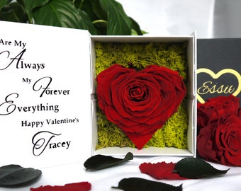 Personalized Jumbo Forever Rose, Rose Red Perfect for Valentine's Day Gift, Real Preserved Rose in Special Box, Romantic Keepsake, Gift box