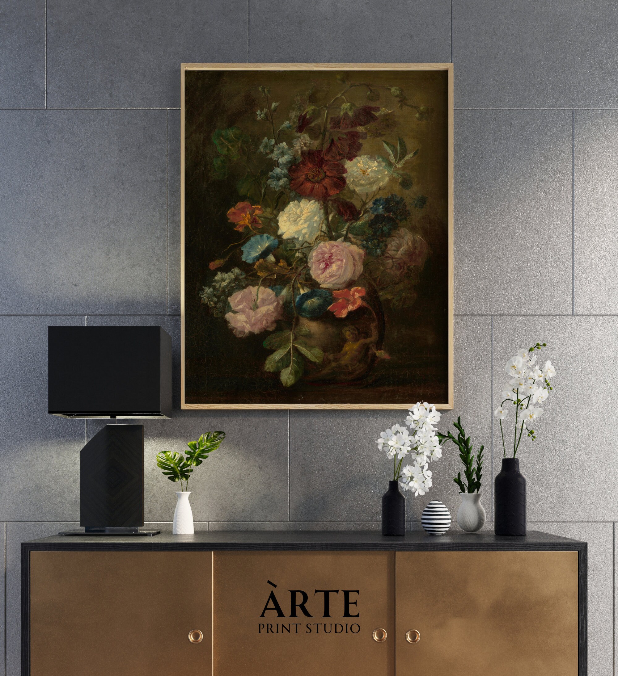 Printable Vintage Art Flower Oil Painting From 18th Century High