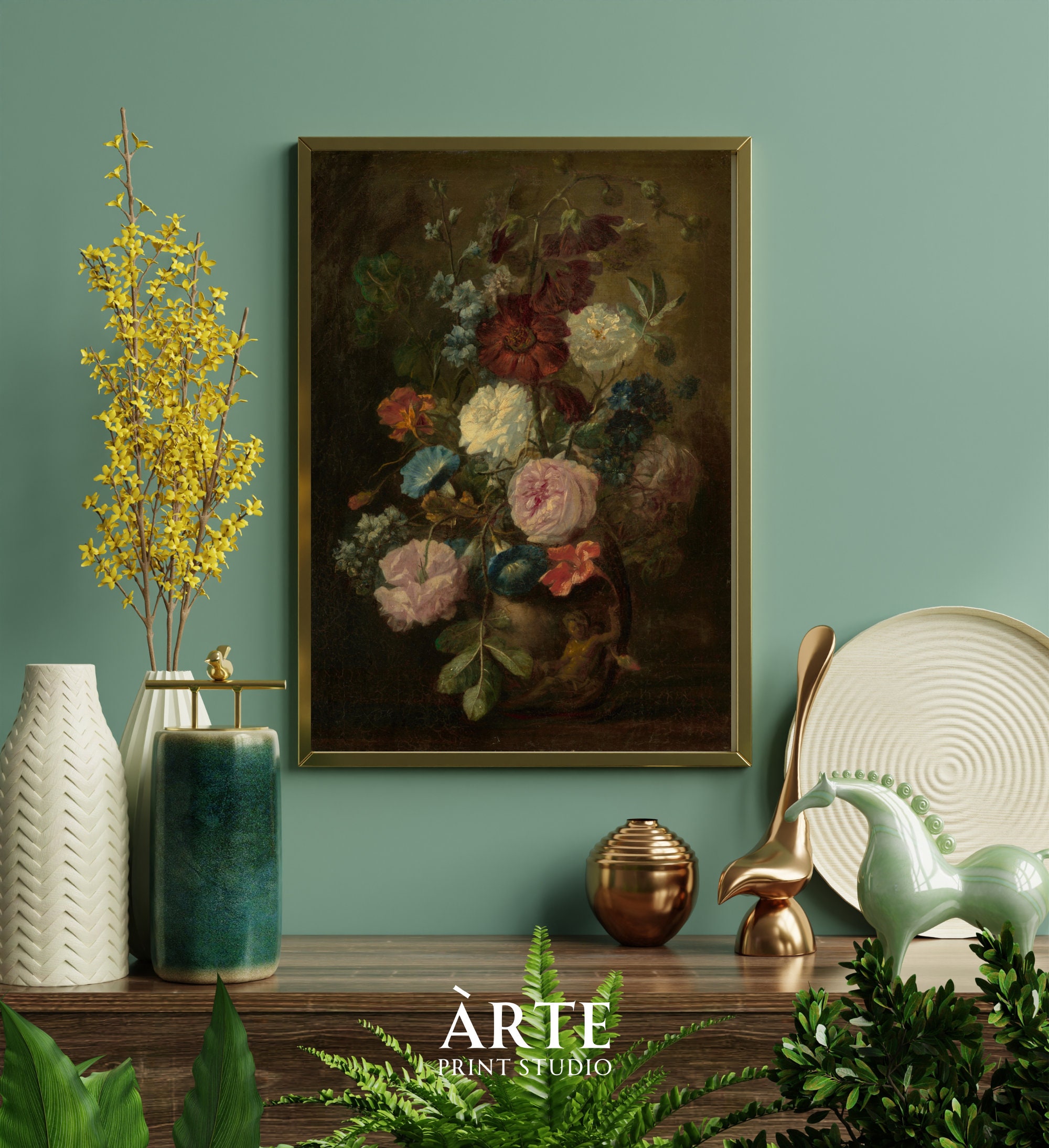 Printable Vintage Art Flower Oil Painting From 18th Century High