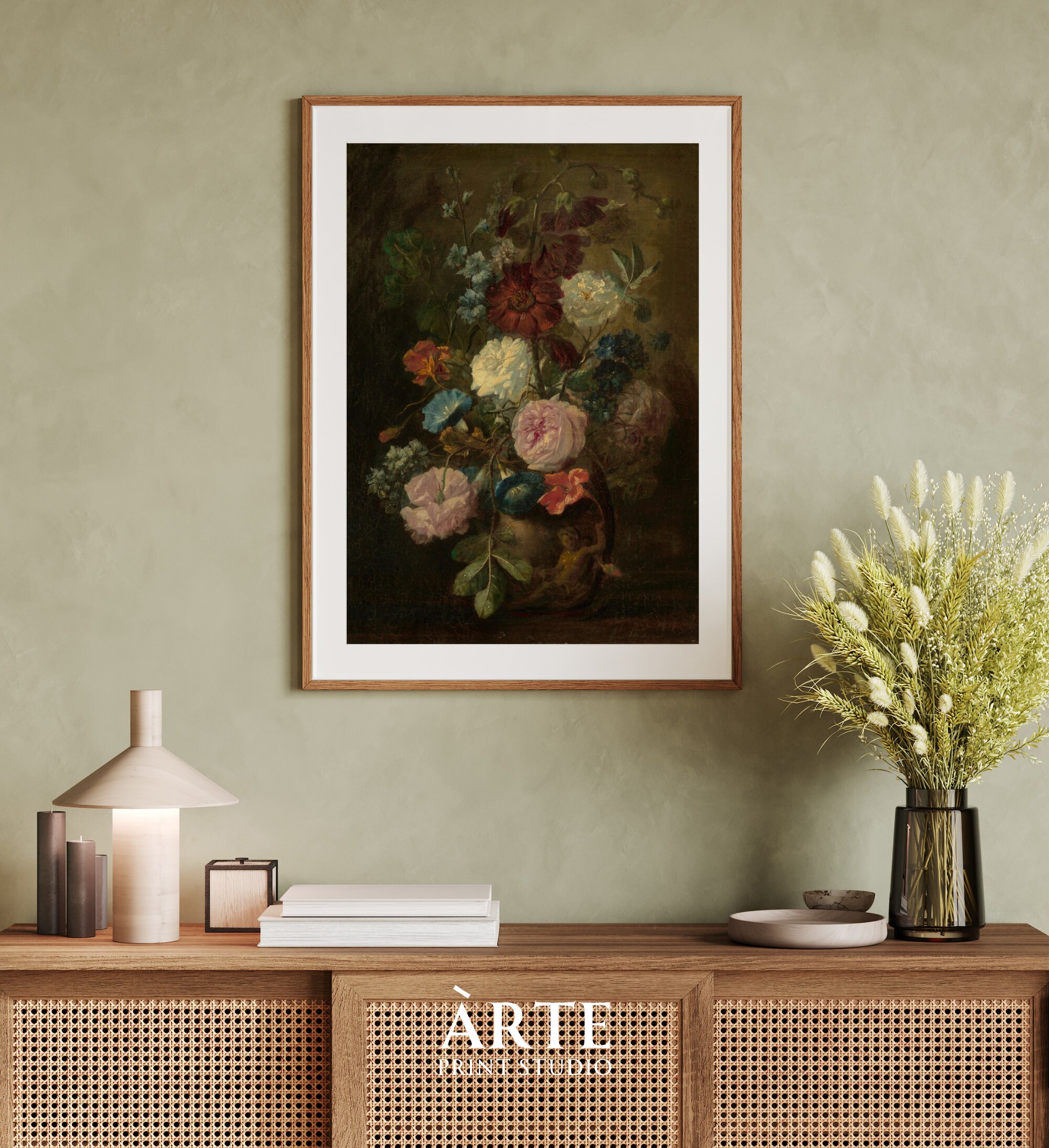 Printable Vintage Art Flower Oil Painting From 18th Century High
