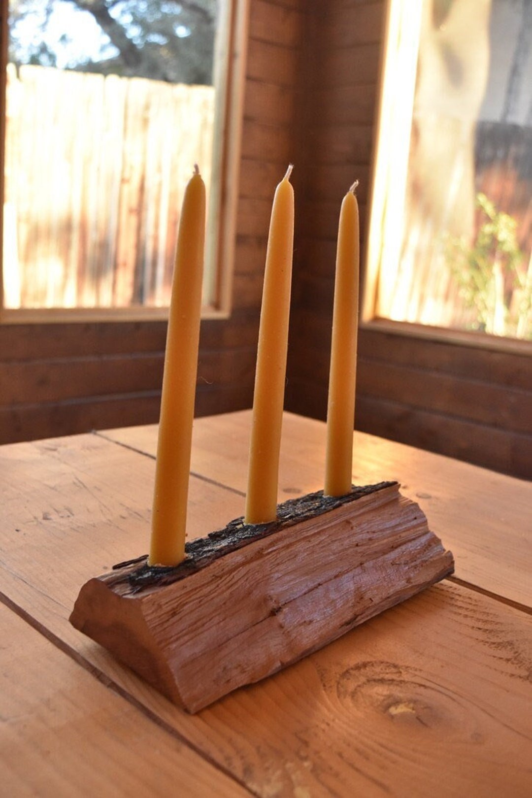 Rustic Wood Taper Candle Holder Etsy