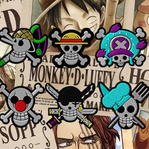 One Piece lron on Patches, Morale Velcro Patches for Clothing Jeans Jackets  Backpack Repair, Aesthetic Luffy Iron on Decals Embroidery Cloth（1 Set）