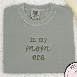 Embroidered "In My Mom Era" Comfort Colors T-Shirt: Boho Minimalist Mom Tee