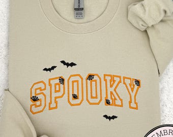 Embroidered Spooky Halloween Sweatshirt: Cozy Fall Crewneck