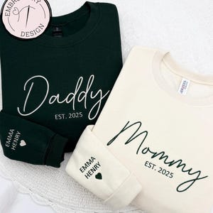 Embroidered Mommy Daddy Sweatshirt & Hoodie: Custom Kids Names Gift