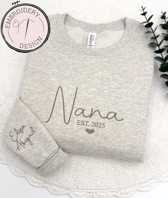 Embroidered Nana Sweatshirt: Custom Grandma Gift with Kids’ Names