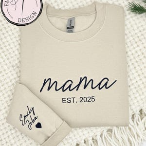 Custom Embroidered Mama Sweatshirt: Personalized Mom Crewneck