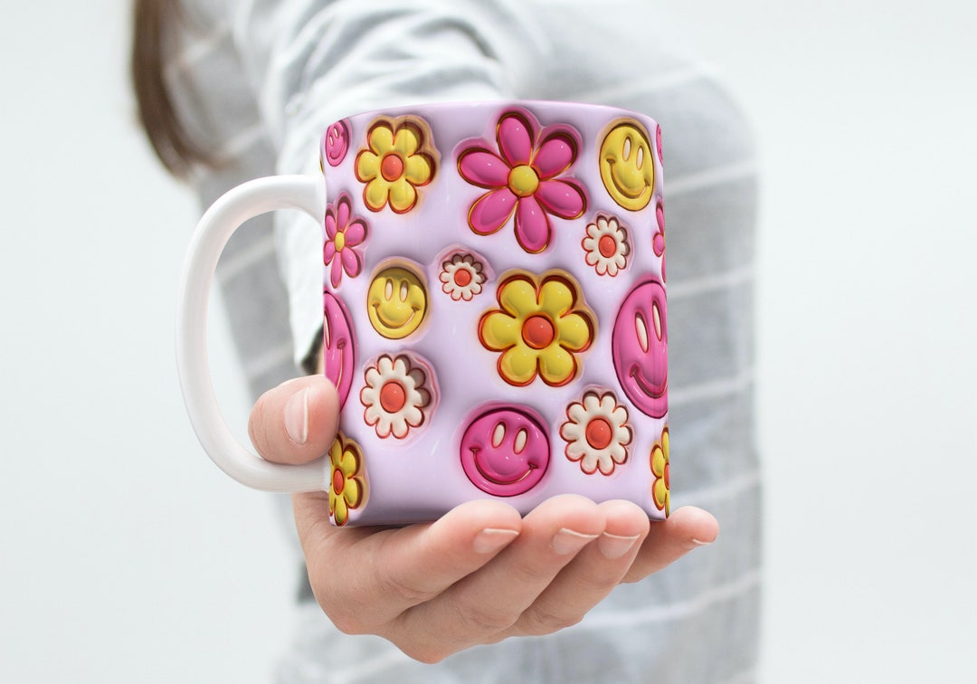 Envolturas para tazas infladas 3D. Diseño de sublimación inflado 3D ...